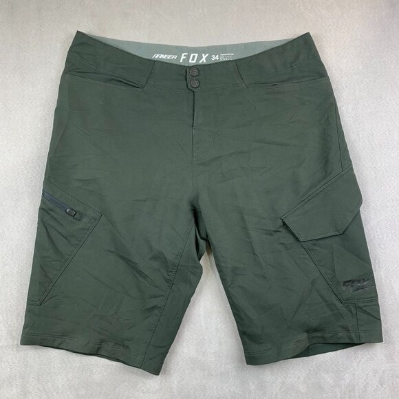 Fox Racing Men Ranger Shorts 34 Green Cargo Zip Pocket Mountain Biking Motocross - Picture 1 of 12